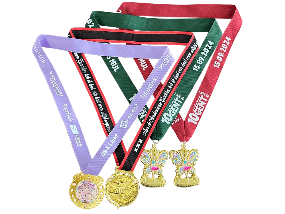 Medalha personalizada_com_fita_de_impressão_de_uma_Cor